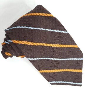 Superba Striped Necktie Brown Blue Orange Texture Business Office 70s 4" 54"